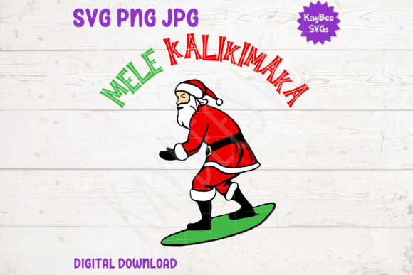 Mele Kalikimaka Surfing Santa: A Festive Graphic Asset