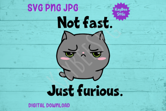 Not Fast Just Furious: A Fat Cat Graphic for T-Shirts