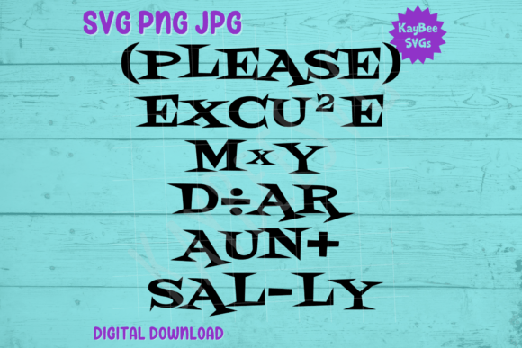 PEMDAS Please Excuse My Dear Aunt Sally Graphics for T-Shirt Designs